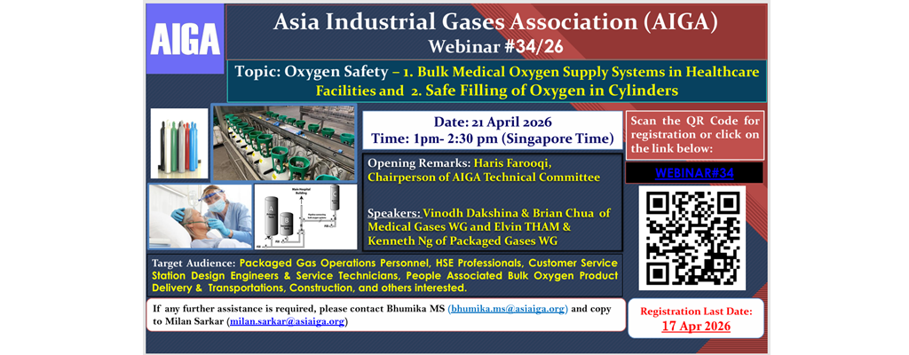 Webinar # 34, Flyer - Oxygen in Safety - (a) Bulk Medical Oxygen Supply Systems in Healthcare Facilities and (b) Safe Filling of Oxygen in Cylinders